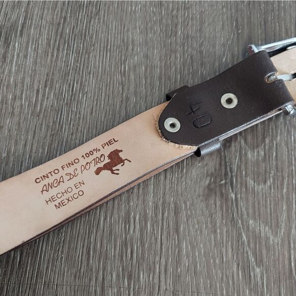 Brown Leather Belt 40 - Picture 3 of 5